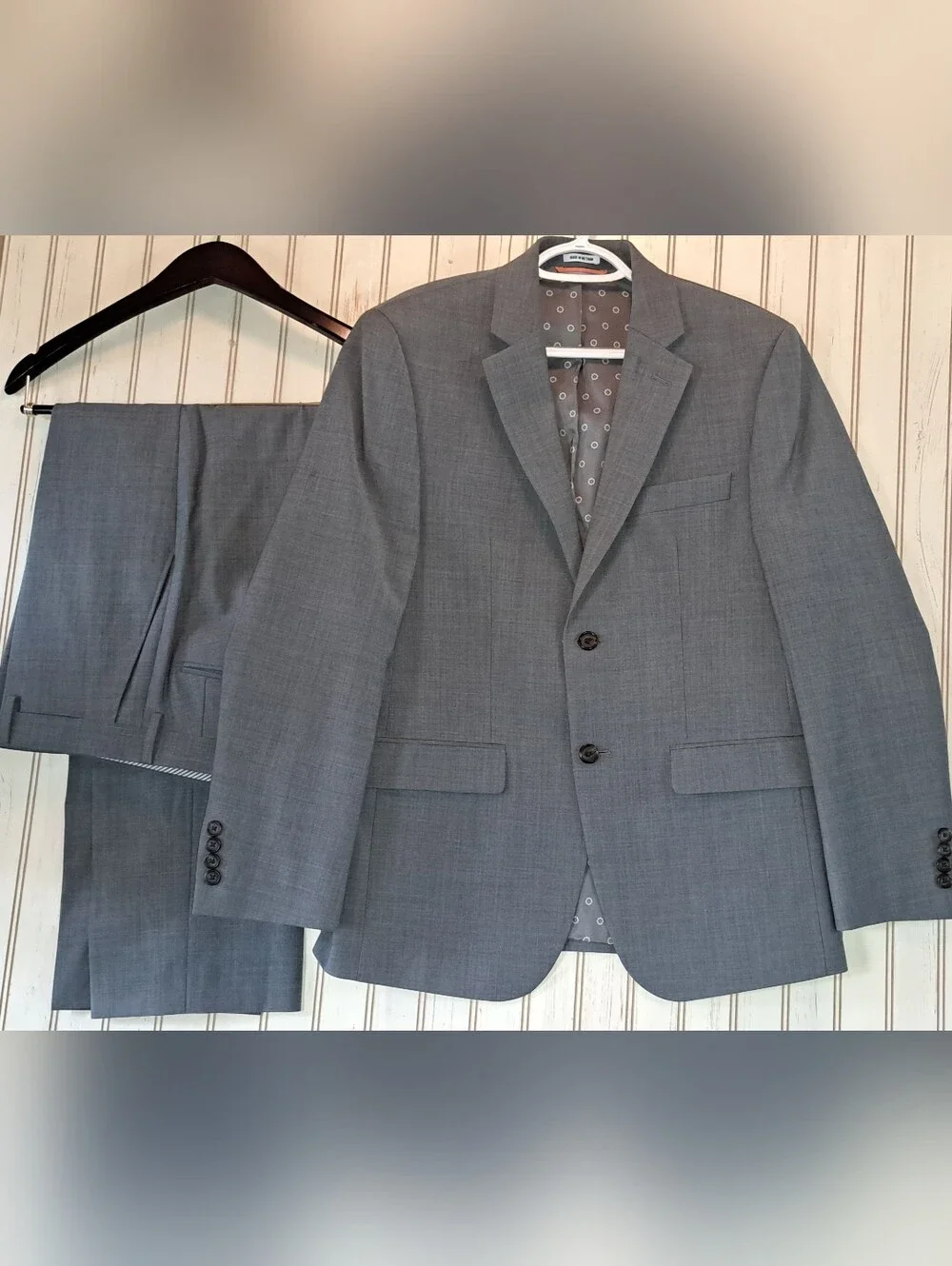 Men's Crown & Ivy Wool Blend Suit NWOT 38 SHORT Pants 32x30 Heathered Gray